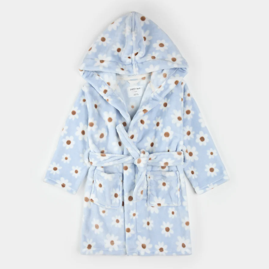 Petit Lem Daisy Print Plush Robe
