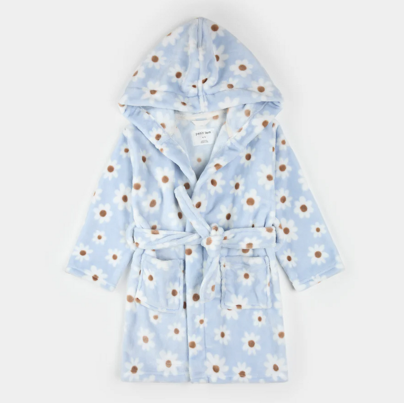 Petit Lem Daisy Print Plush Robe
