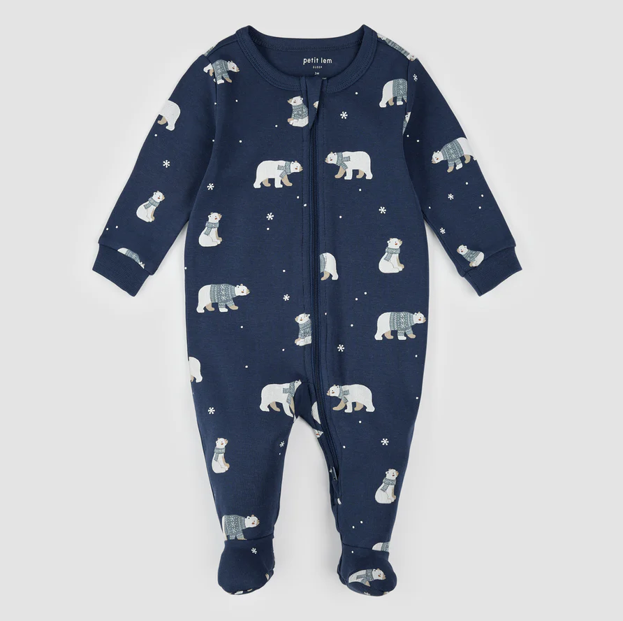 Petit Lem Winter Polar Bear Print Sleeper