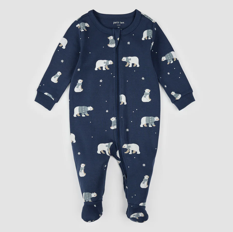 Petit Lem Winter Polar Bear Print Sleeper