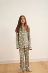 Bambi & Birdie Santa Collared Button Up PJ Set