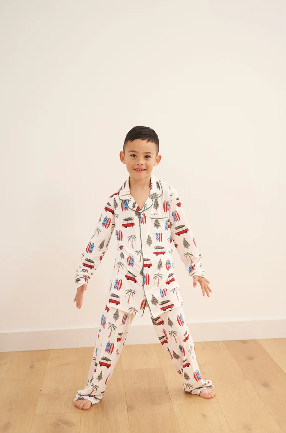 Bambi & Birdie Cali Christmas Collared Button Up PJ Set