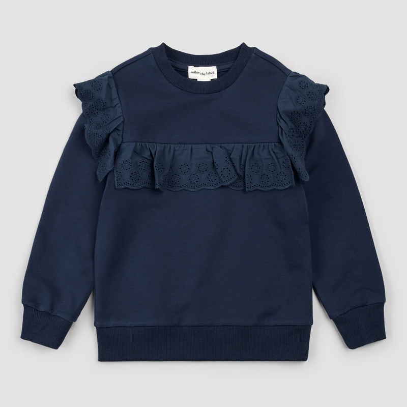 Miles The Label Eyelet Detail Long Sleeve Top