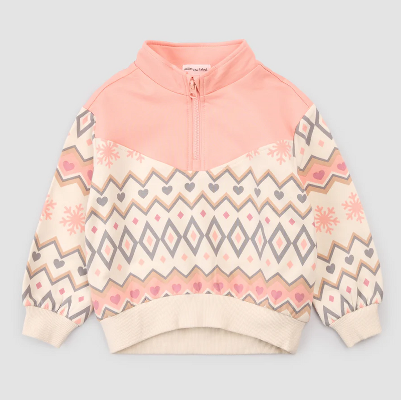Miles The Label Fairisle Fleece Half Zip Top